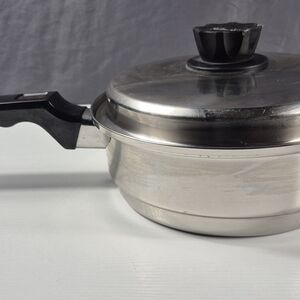 Stainless Steel Covered Saucepan with Black Handle